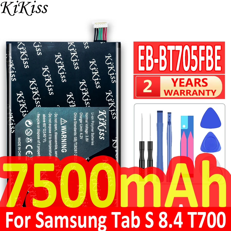 Orijinal KiKiss Pil Samsung GALAXY Tab S 8.4 İçin SM T700 T705 tablet bataryası 7500mAh EB-BT705FBC EB-BT705FBE SM-T700