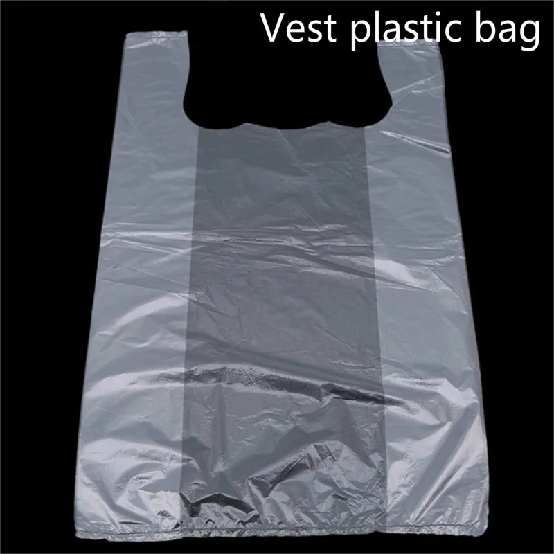 100 Adet Süpermarket plastik saplı çanta Kullanışlı Plastik alışveriş çantası Şeffaf alışveriş çantası Gıda Ambalaj Araçları