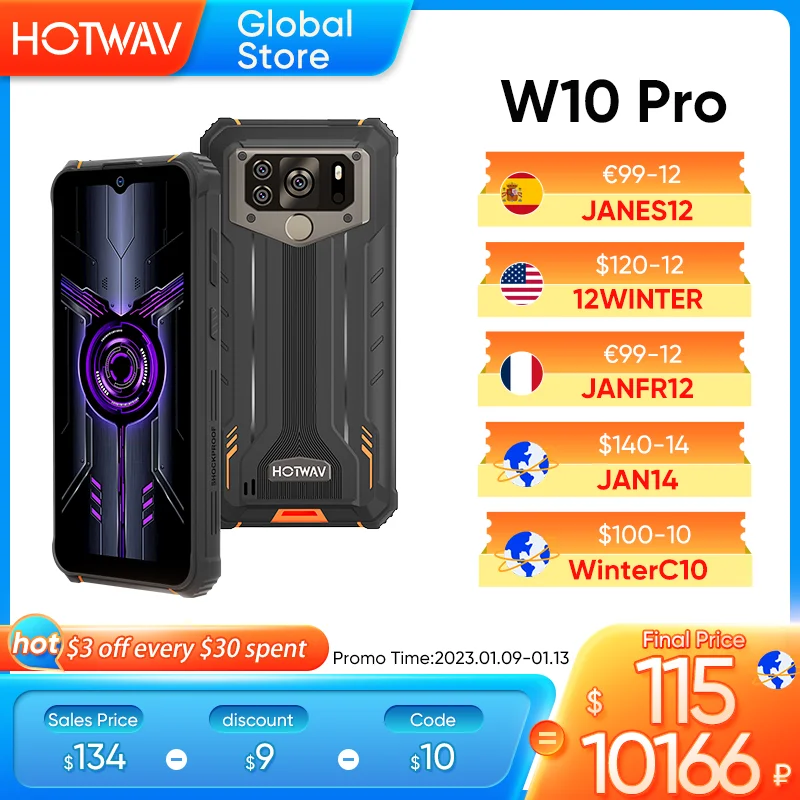 Hotwav W10 Pro güçlendirilmiş akıllı telefon 15000mAh Büyük Pil Android 12 Cep Telefonu Sekiz Çekirdekli 6.53 İnç NFC 6GB 64GB 20MP Cep Telefonu
