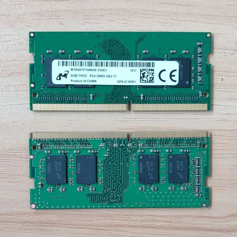 Mikron RAMS DDR4 8 GB 2666 MHz Dizüstü Bellek DDR4 8 GB 1RX8 PC4-2666V-SA2-11 SODIMM 1.2 V