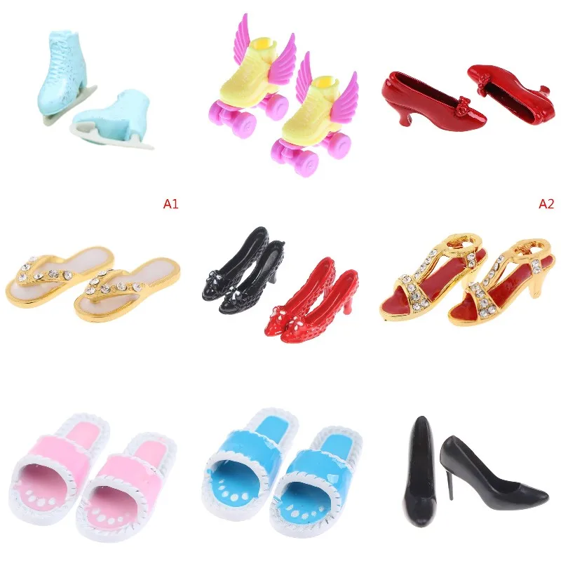 Moda 1 Çift Dollhouse DIY Yüksek Topuklu stiletto ayakkabılar Terlik Ayakkabı Paten Fantezi Bebek Ayakkabı Giyim Dekor Aksesuarları