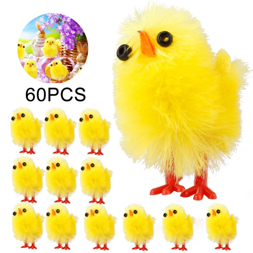 60 Adet Mini Paskalya Civciv Sarı paskalya dekorasyonu Oyuncak Bahar Ev bahçe dekoru Parti İyilik ve Hediyeler Çocuklar İçin