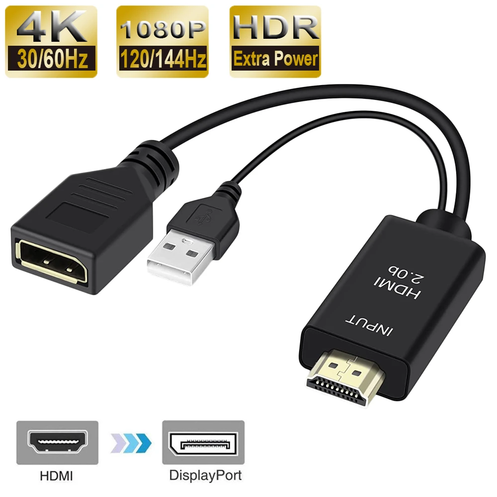 2022 En İyi 4K 60Hz HDMI Displayport Adaptör Kablosu 1080P 120Hz HDMI DP Dönüştürücü Erkek HDMI 2.0 Kadın Displayport 1.4 ADET