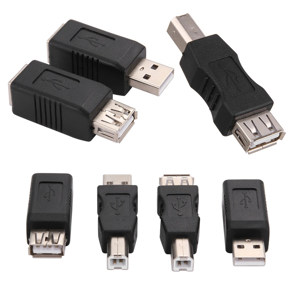 Nikel Kaplama Adaptör Elektronik USB 2.0 tip A Dişi B tipi Erkek Yazıcı Tarayıcı Adaptörü Dönüştürücü Konektörü