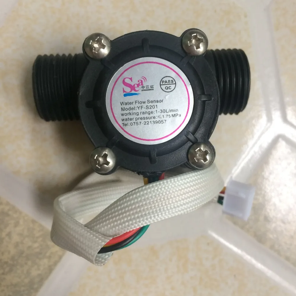 Su Akış Ölçer Sensörü Hall Debimetre Kontrol Tuvalet Akış Sayacı Göstergesi Sıcaklık Probu İle 1-30L/dak DN15 G0.5