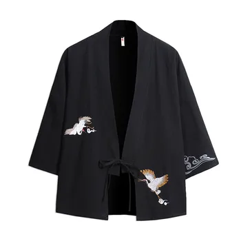 Erkek Kadın Hırka Çin Ejderha Geleneksel Japon Giyim asya kıyafetleri Samurai Vinç Japon Tarzı Kimono Haori Ceket