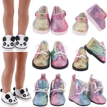 Oyuncak bebek giysileri Ayakkabı Renkli Pullu Ayakkabı Panda 14.5 inç Wellie Wisher ve 32-34 cm Paola Reina Bebek Ayakkabı Aksesuarları, Hediyeler