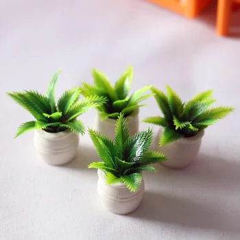 1:12 Ölçekli Dollhouse Minyatürleri Yeşil Bitki Saksı Bitkileri Reçine Mini Bonsai Manzara Malzemeleri Balkon Dekor için