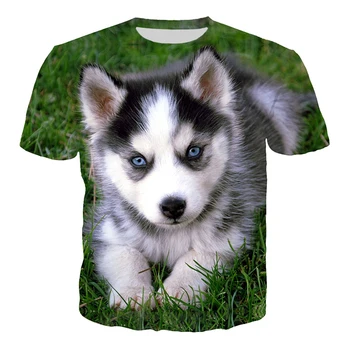 2022 Pet Köpek Husky 3D Baskı T-shirt Harajuku Hayvan Husky T Shirt Erkek Kadın Yaz Yeni Moda Rahat Hip Hop Tops