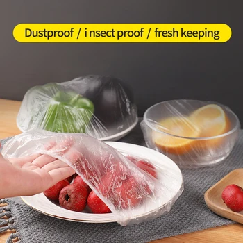100 Adet Kullanımlık Gıda saklama torbaları Kapakları Kaseler Yemekleri Elastik Plaka Silikon Kapak Kapakları Mutfak Taze Tutmak için koruyucu çantalar
