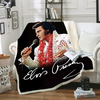 Elvis Presley 3D Battaniye Yataklar için Yürüyüş Piknik Kalın Yorgan Moda Yatak Örtüsü polar şal Battaniye tarzı-2