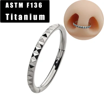 ASTM F136 Titanyum Burun Halkası Helix Piercing Hoop Yan Piramit Kulak Kıkırdak Tragus Küpe Menteşeli Segment Burun Çıtçıt Takı