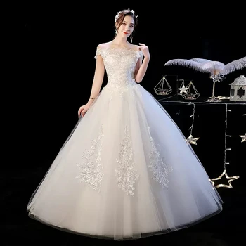 XXN-094 # Gelin düğün elbisesi İşlemeli Dantel Net Dantel Up Tekne Boyun Balo Özel Artı Boyutu Ucuz Toptan fotoğraf stüdyosu